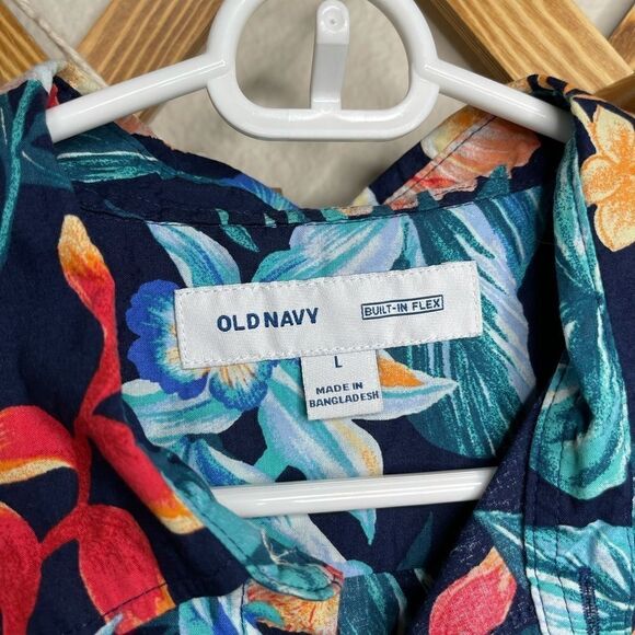 Old Navy Built-In Flex Tropical Hawaiian Shirt Large - Picture 4 of 5
